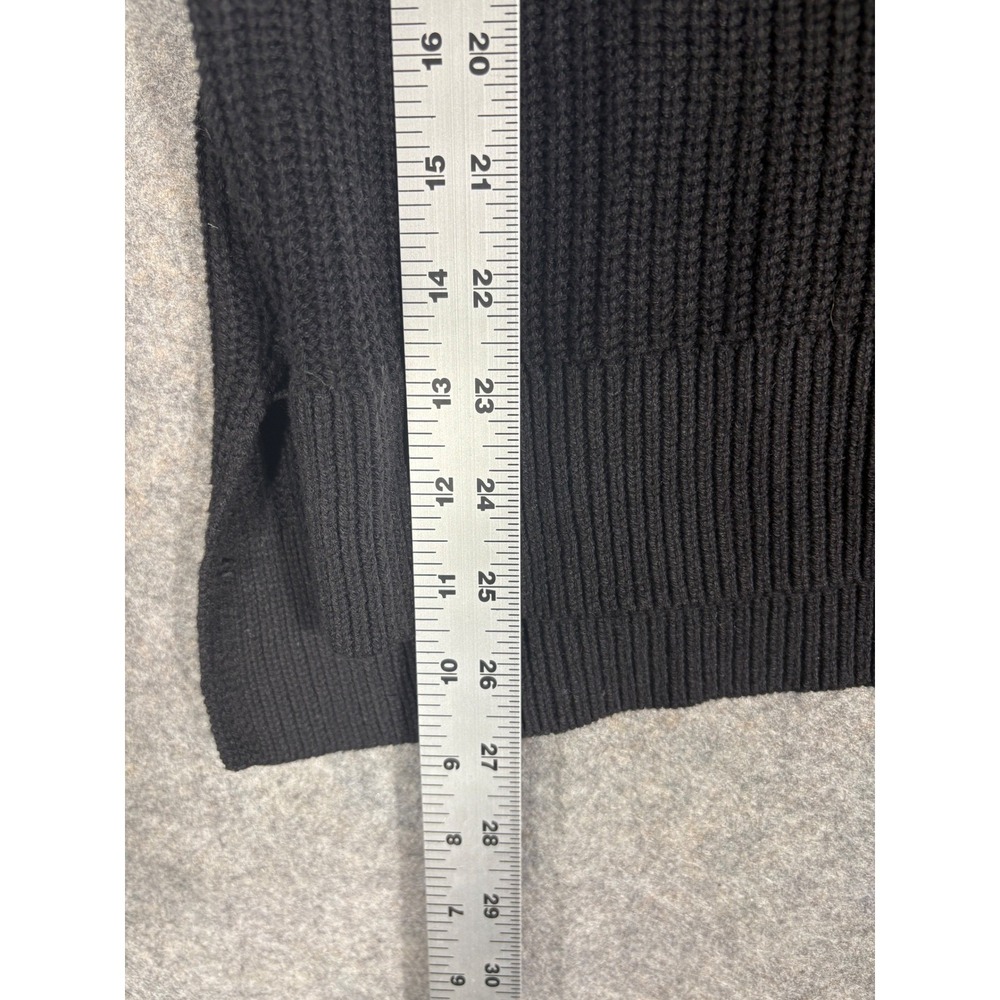 MAX STUDIO Black Chunky Knit Cowl Neck Zipper Sweater Womens Medium - Picture 6 of 9
